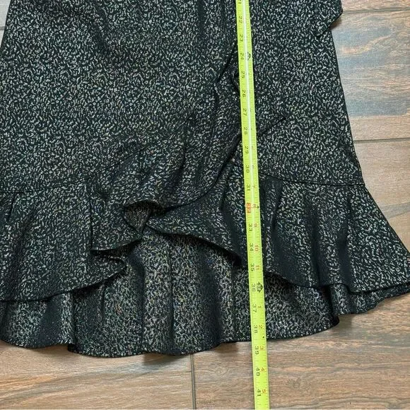Calvin Klein Faux Wrap Dress Black Metallic Ruffle Hem Stretch Dress Sz 6 NWT - Picture 7 of 11
